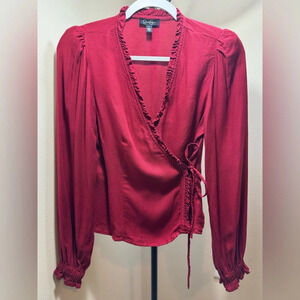 Red Jessica Simpson Wrap Blouse